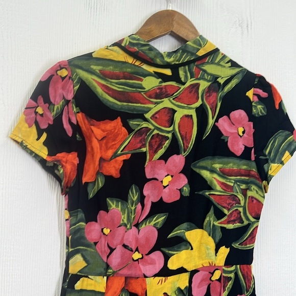 Urban Outfitters - Black Bright Floral Romantic Croquet Button Down Mini Dress S - Picture 11 of 11